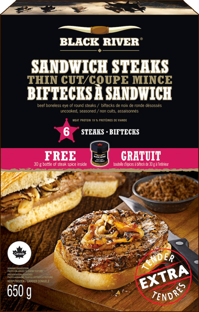 Black River sandwich steaks 650g packaging