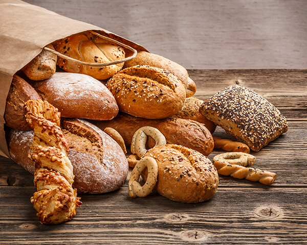 A variety of fresh bread and buns